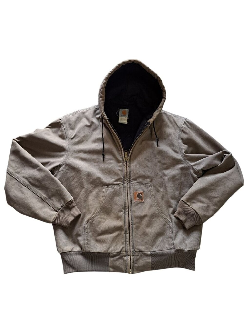 Vintage Carhartt J68 DES Tan Quilted-Lined Hooded Jacket Coat Zip Gorpcore Barn